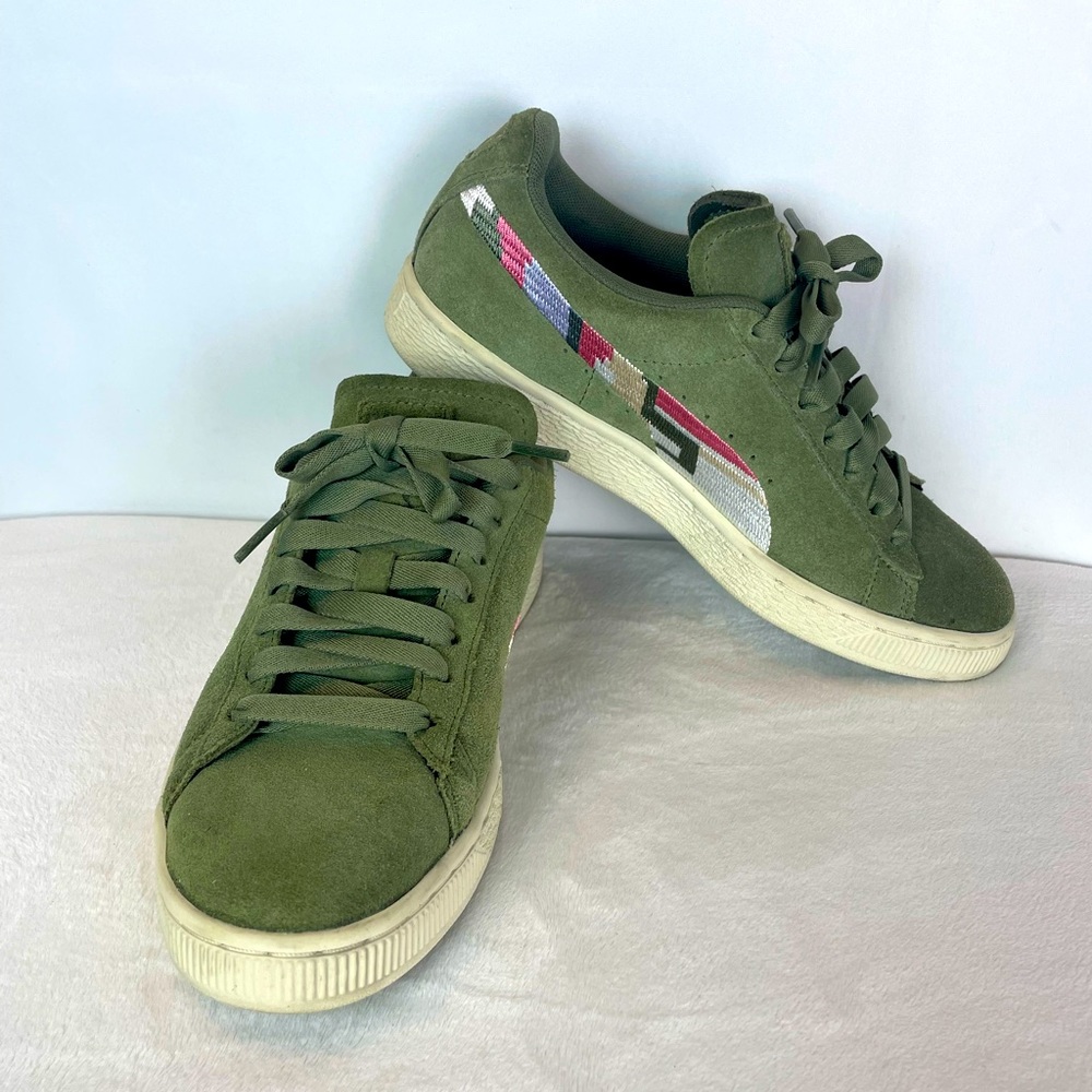 Green Suede Women's Sneakers